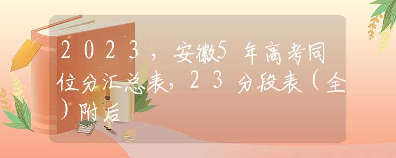 2023，安徽5年高考同位分匯總表，23分段表（全）附后