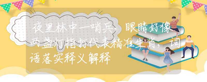 夜里林中一哨兵，眼睛好像兩盞燈指打代表精準生肖,詞語落實釋義解釋